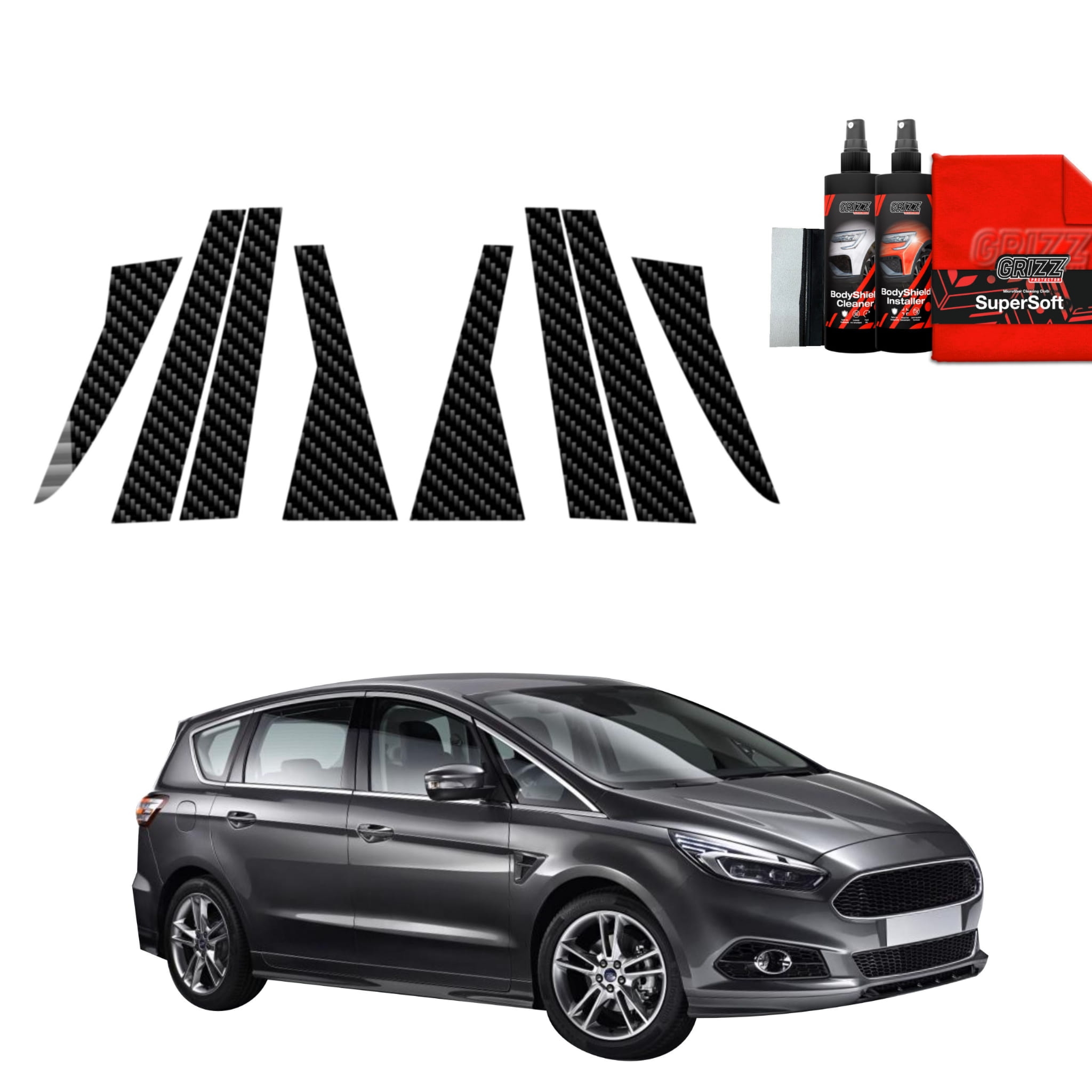 8w1 Folia karbonowa Grizz Protector na słupki do Ford S-Max MK2 (2015-2019)