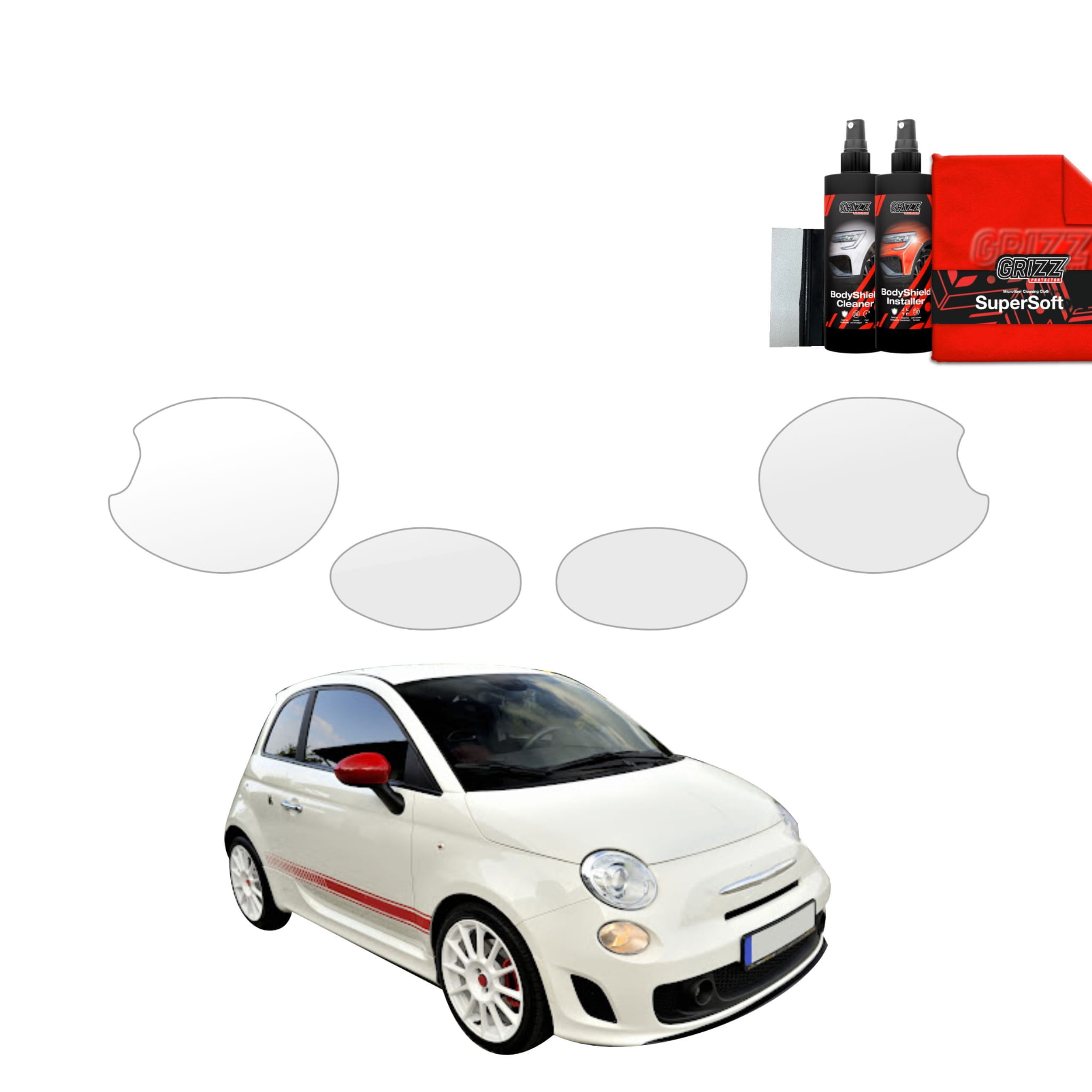 4w1 Folia ochronna na lampy Grizz Protector do Abarth 500 (2016-2023)