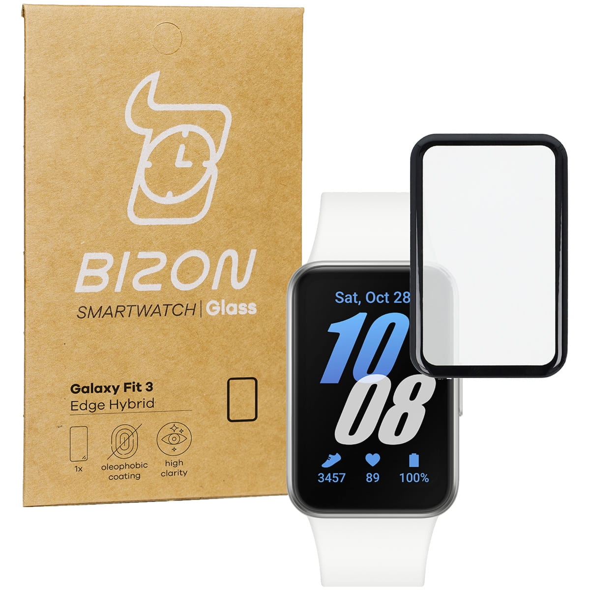 Szkło hybrydowe Bizon Watch Glass Edge Hybrid dla Galaxy Fit 3, czarne