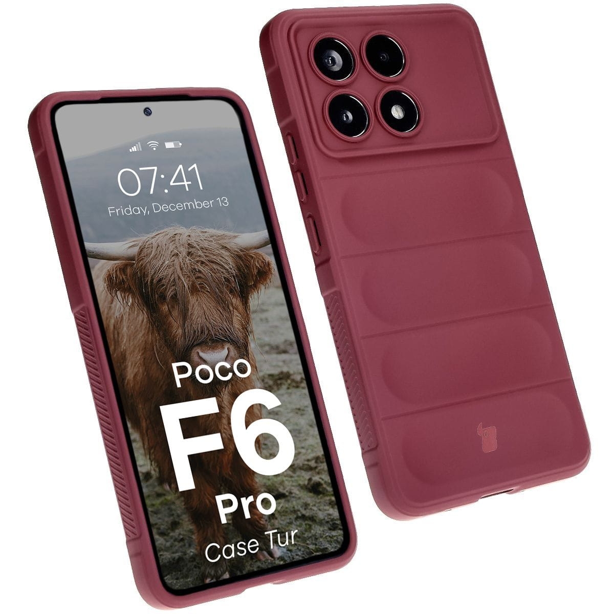 Image of Pancerne etui Bizon Case Tur do Xiaomi Poco F6 Pro, burgundowe