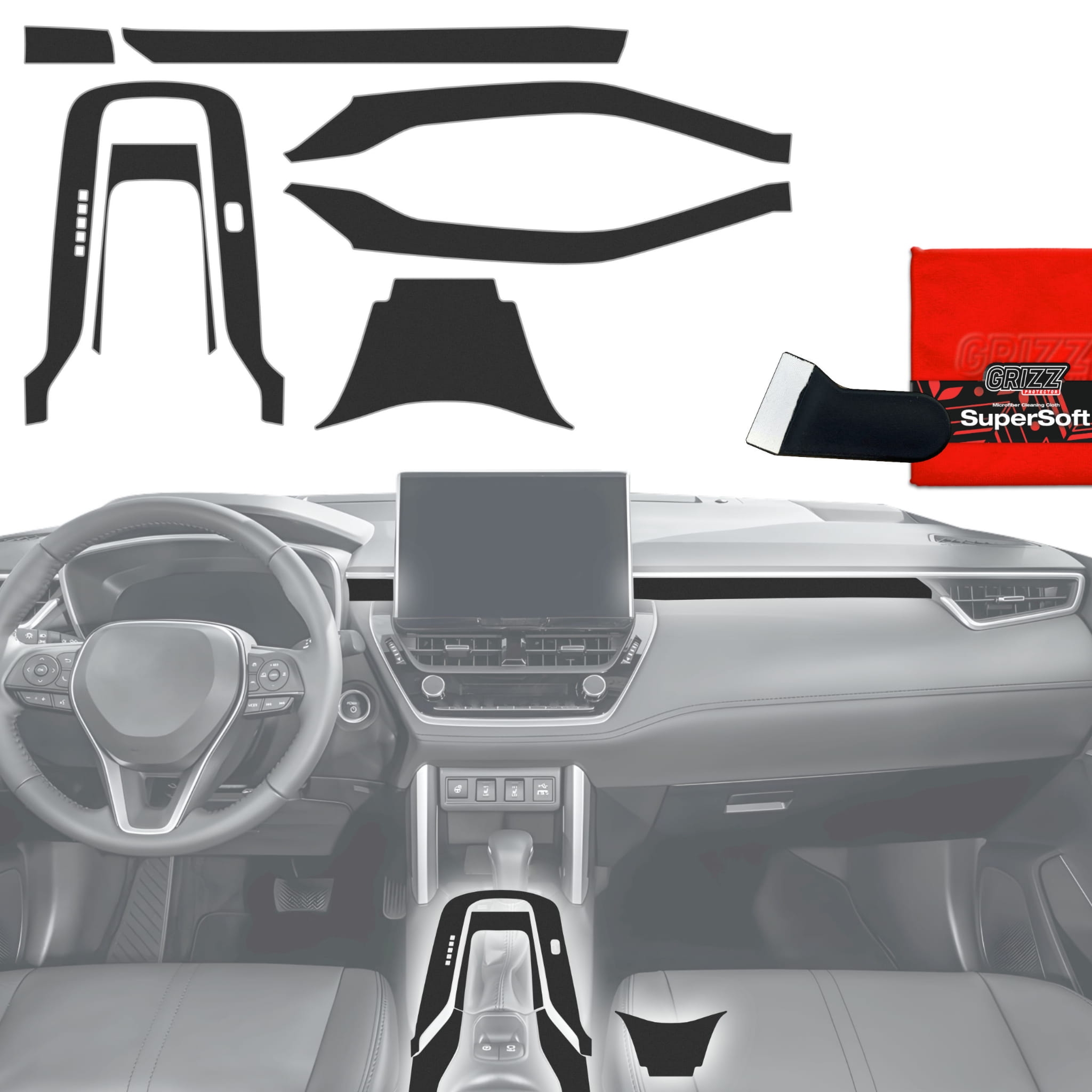 OUTLET: Folia do wnętrza Toyota Corolla Cross (2019-2026) Grizz Protector 7w1 Czarna Antyodciskowa