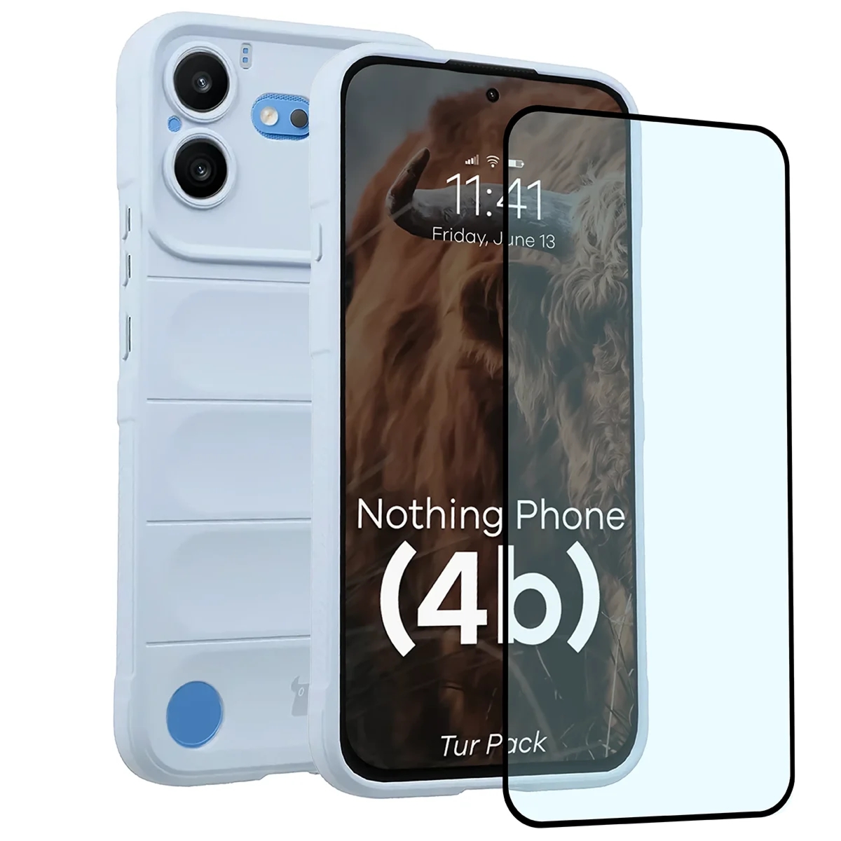 Pancerne etui + szkło hartowane Bizon Tur Pack do Nothing Phone (4b), jasnoniebieskie