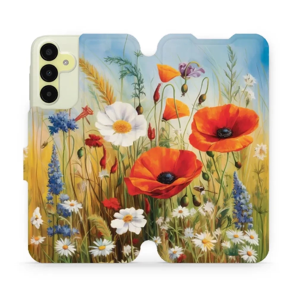 Image of Etui z klapką do Galaxy A15 5G, Mobiwear Book, łąkowe kwiaty