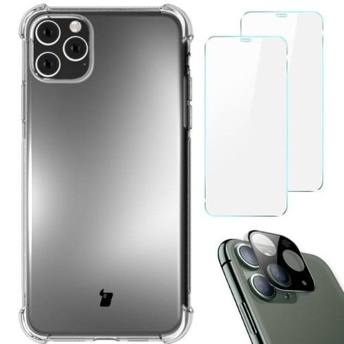 Image of Etui + 2x szkło + obiektyw Bizon Case Clear Pack do iPhone 11 Pro, przezroczyste