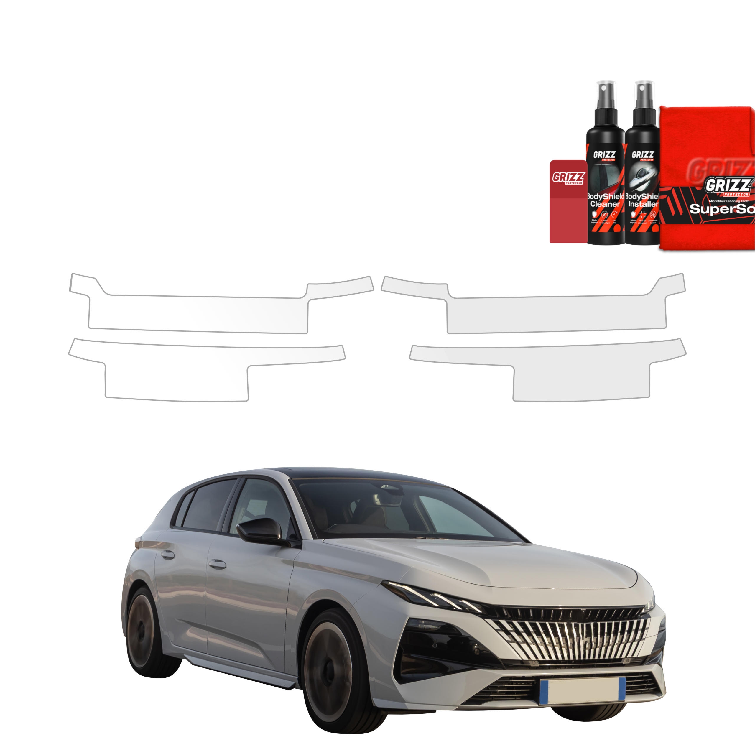 4w1 Bezbarwna folia ochronna Grizz Protector na progi Peugeot 308 GT Hatchback (2026)
