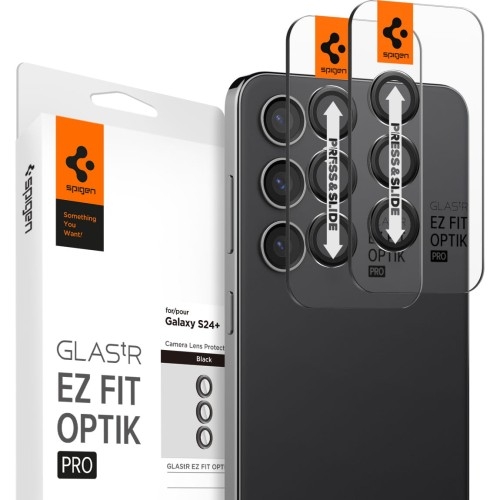 Image of Szkło na aparat Spigen Glas.tR Ez Fit Optik Pro 2-Pack do Galaxy S24 Plus, czarne