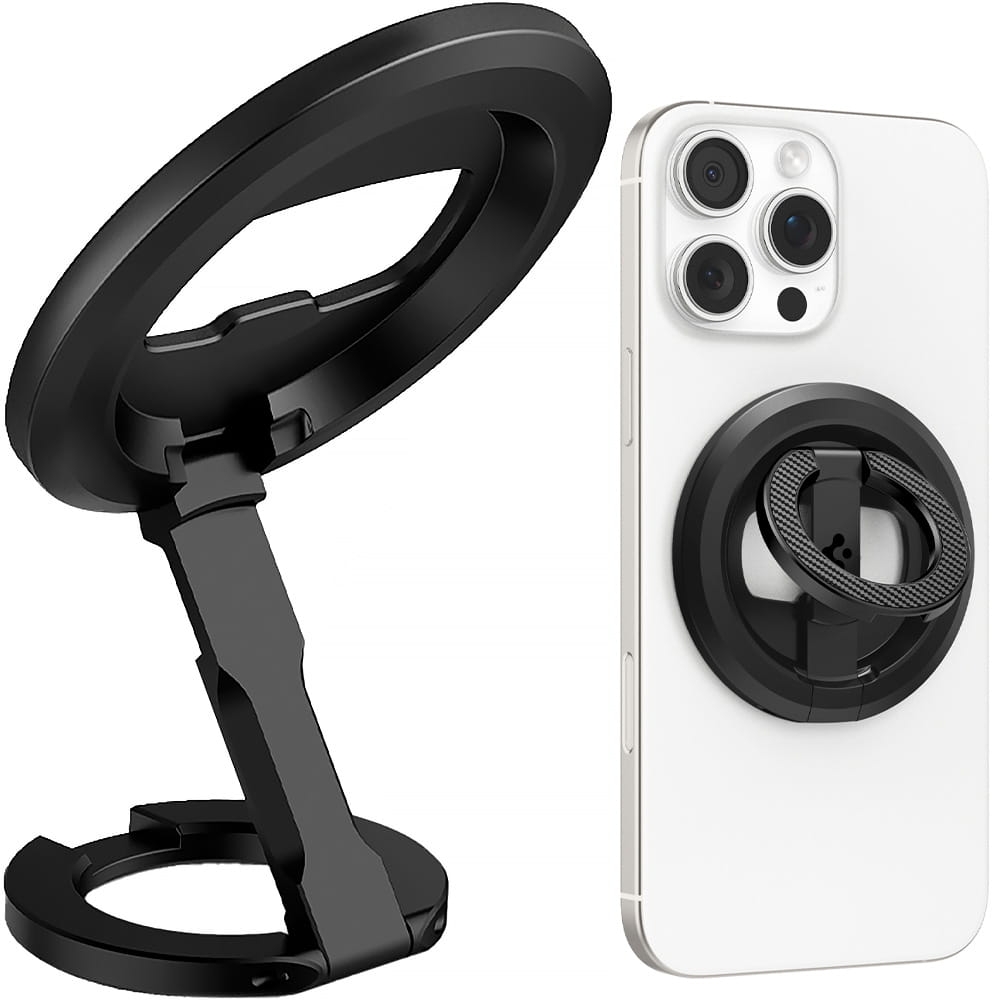 Image of Uchwyt na palec, stojak, podstawka Spigen O-Mag Phone Holder MagFit OM102 do MagSafe, czarny