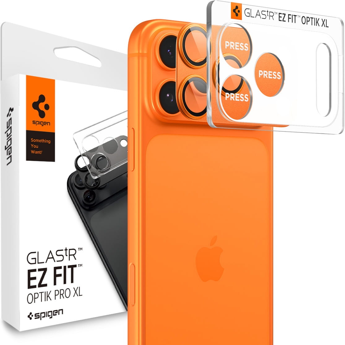 OUTLET: Szkło na aparat Spigen Glas.tR Ez Fit Optik Pro XL 1-Pack do iPhone 17 Pro Max, pomarańczowe