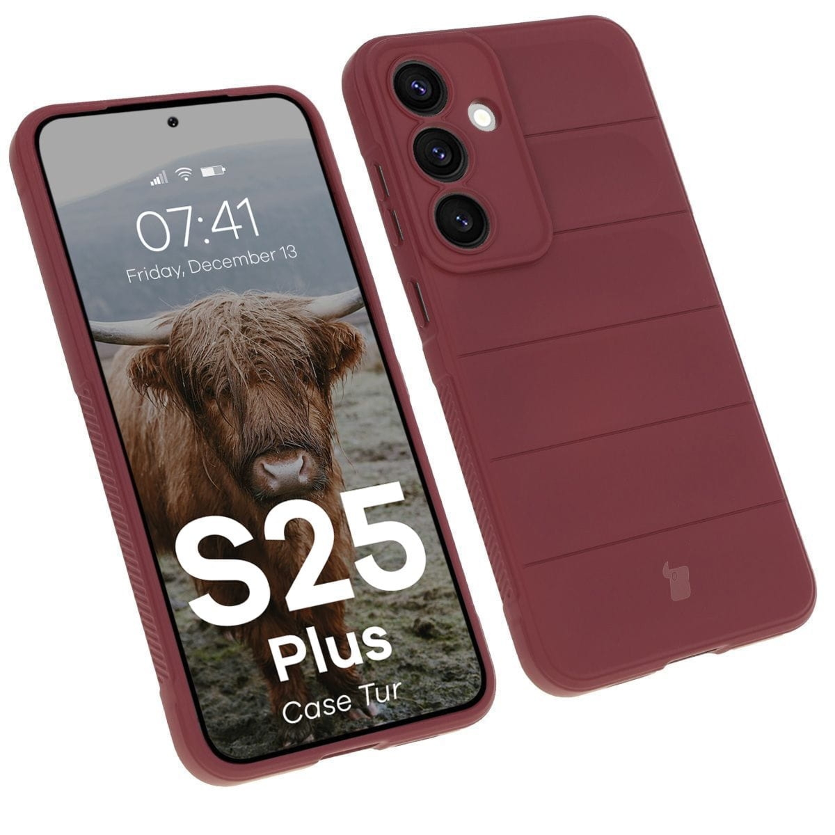 Pancerne etui Bizon Case Tur do Galaxy S25 Plus, burgundowe