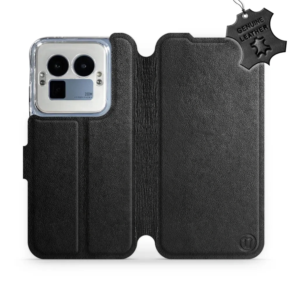 Etui z naturalnej skóry do Realme GT 8 Pro, Mobiwear Leather, czarne