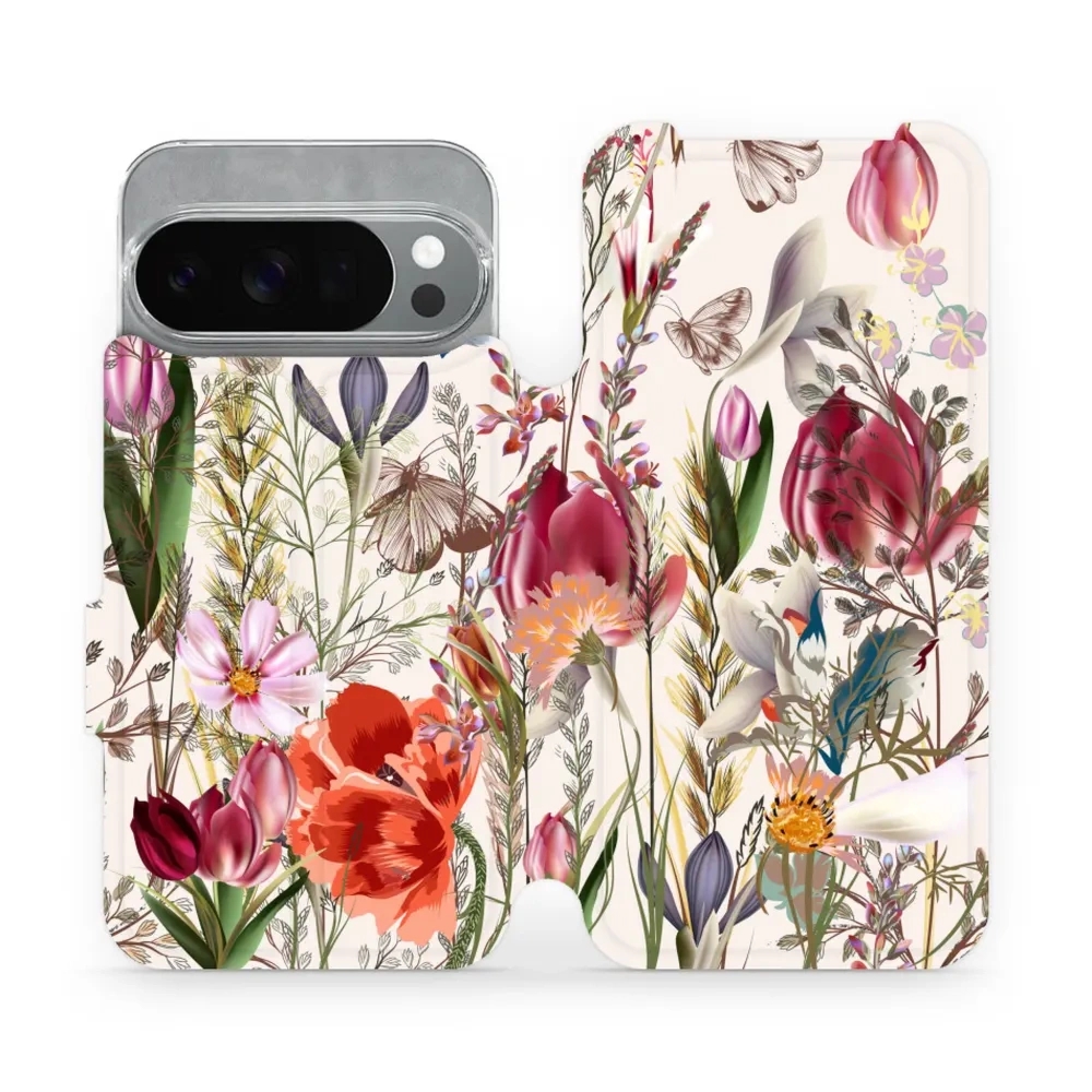 Etui z klapką do Google Pixel 10 Pro, Mobiwear Book, bukiet kwiatów