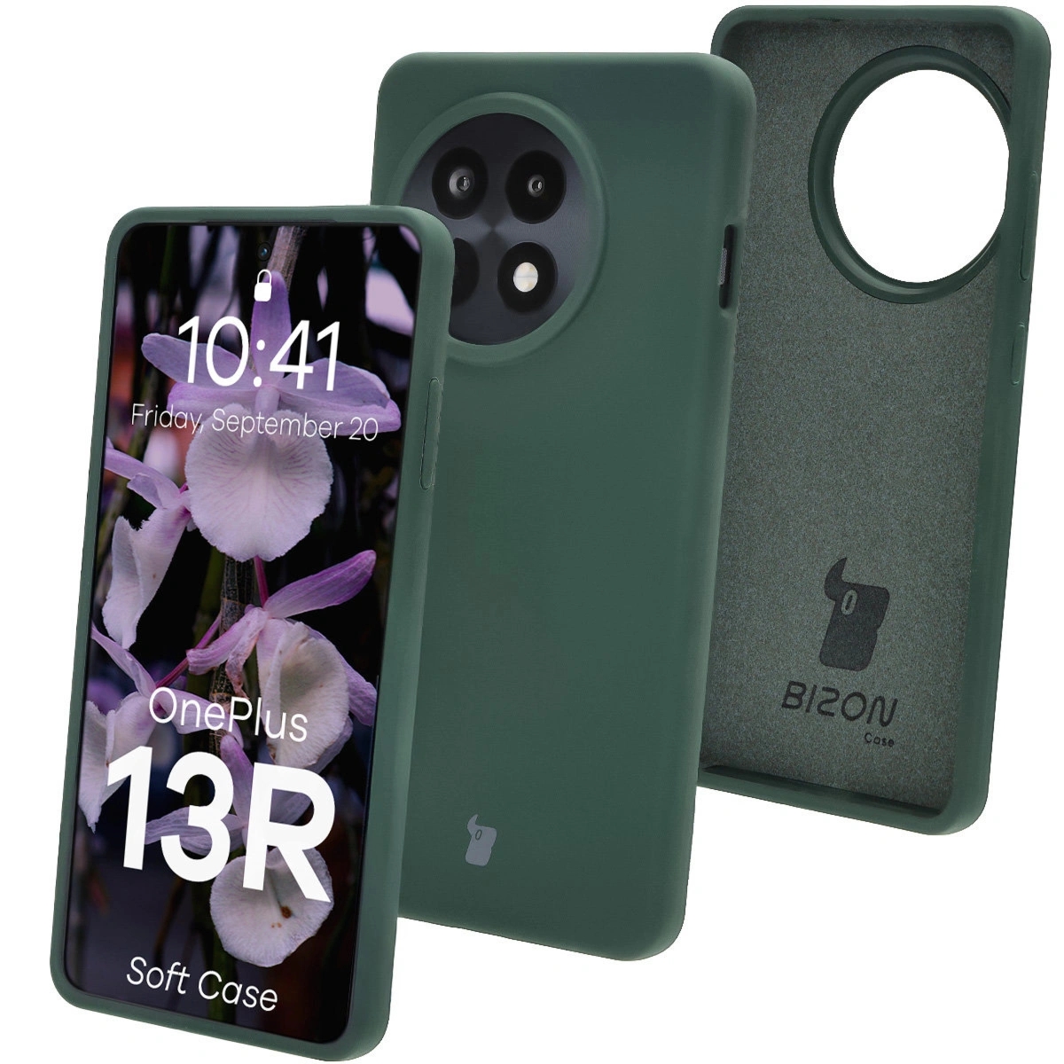 Silikonowe etui Bizon Soft Case do OnePlus 13R, ciemnozielone