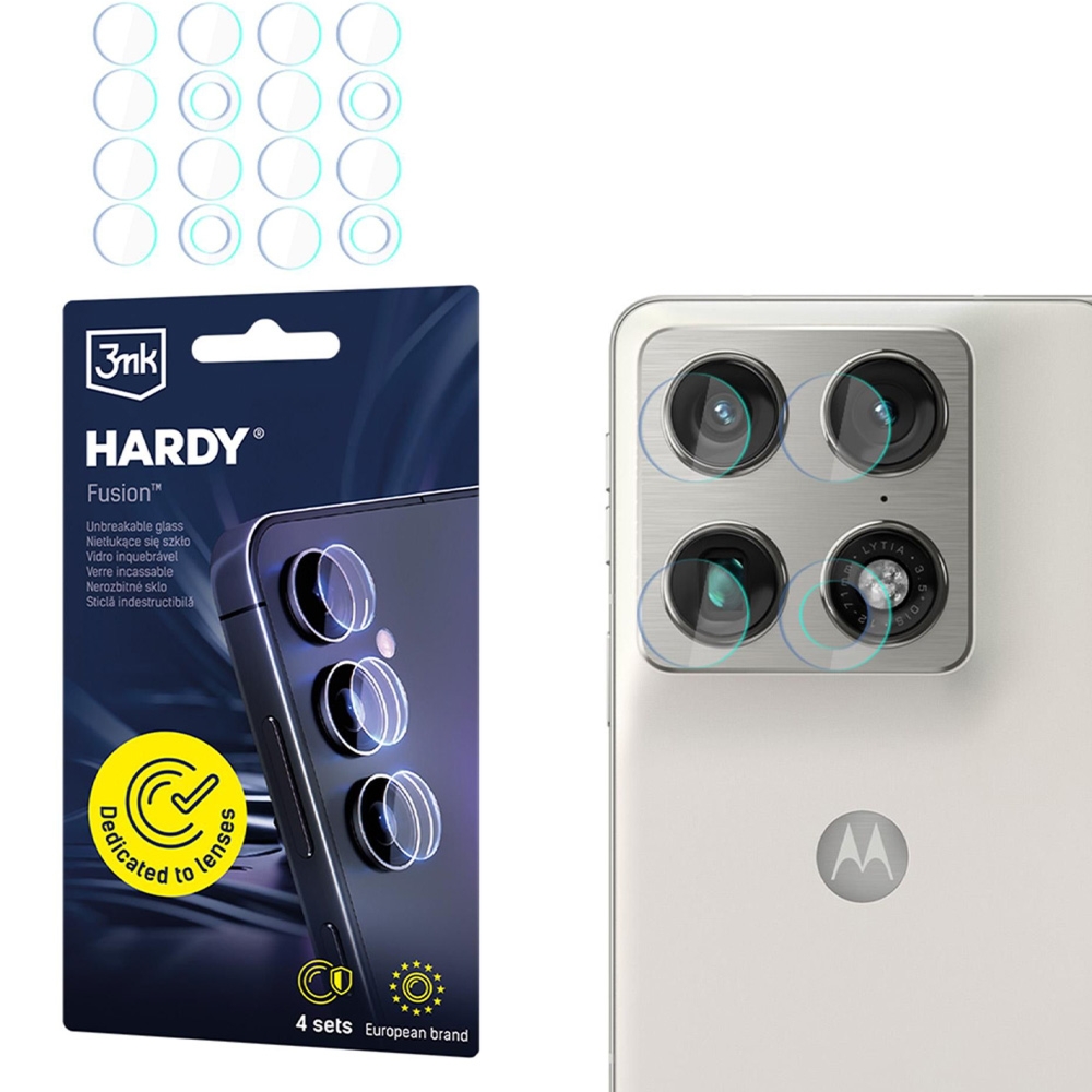 4x Szkło hybrydowe na soczewki aparatu, 3mk Hardy Fusion Lens Protection do Motorola Razr Fold