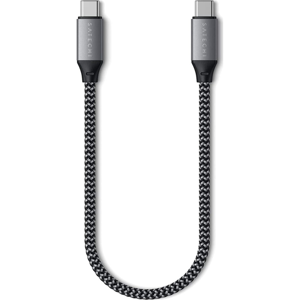 Kabel pleciony Satechi USB-C do USB-C (USB4) 40Gbps / 100W / 8K@60Hz, 25 cm, szary