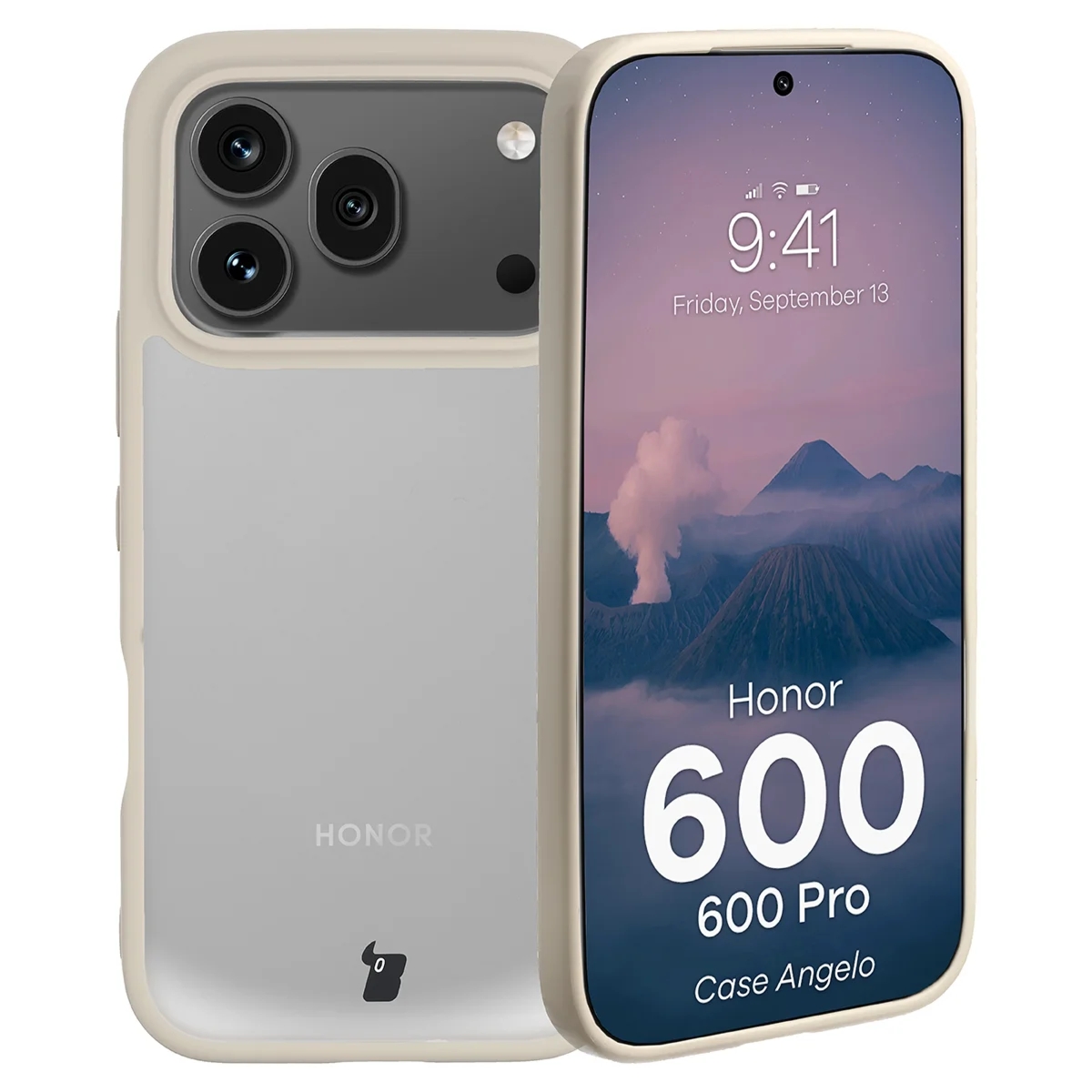 Etui Bizon Case Angelo do Honor 600 5G / 600 Pro 5G, półprzezroczyste z beżową ramką