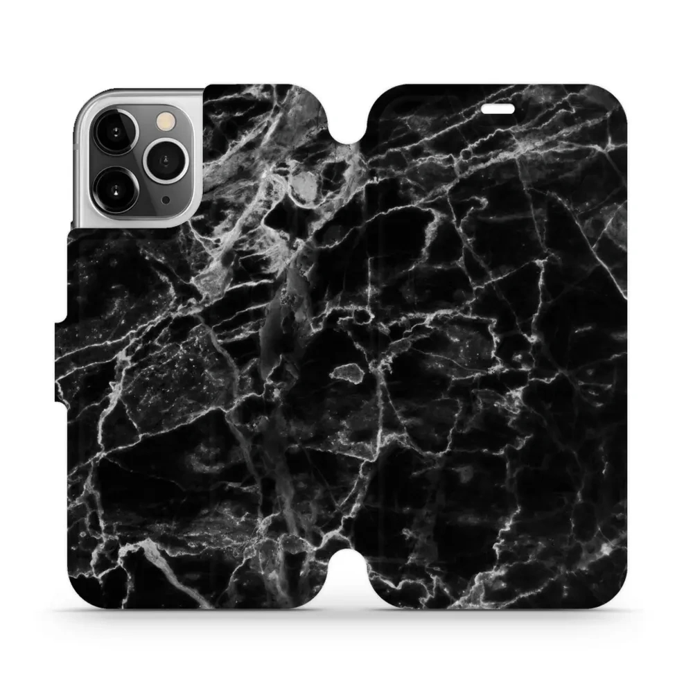 Etui z klapką do iPhone 12 Pro, Mobiwear Book, czarny marmur