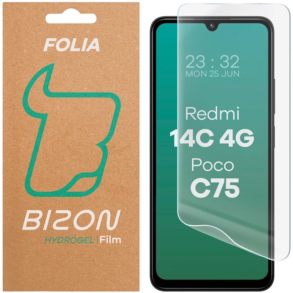 Folia hydrożelowa na ekran Bizon Film Hydrogel Front do Xiaomi Redmi 14C 4G / POCO C75, 1 sztuka