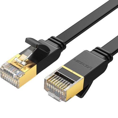 Image of Kabel sieciowy płaski LAN Ethernet Ugreen RJ45 Cat 7 U/FTP, 10 Gbps, 0.5m, czarny