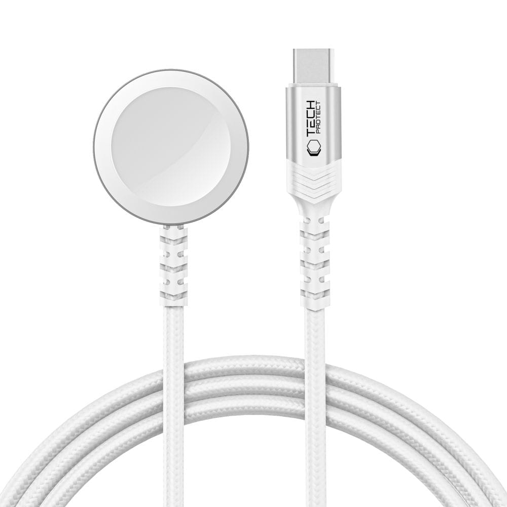 Image of Ładowarka magnetyczna, indukcyjna Tech-Protect UltraBoost MC10 Magnetic do Apple Watch USB-C, 1.2m, biała