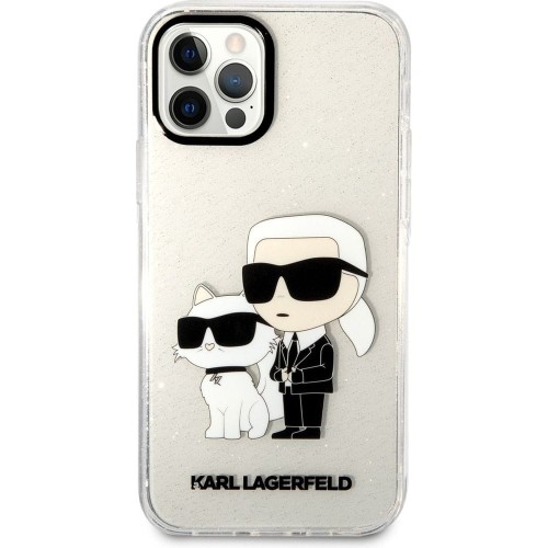 Image of Etui Karl Lagerfeld Hard Case Transparent Glitter Karl & Choupette do iPhone 12 / 12 Pro przezroczyste