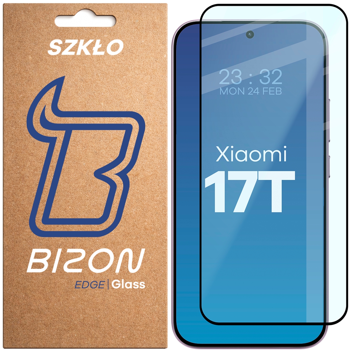 Szkło hartowane Bizon Glass Edge do Xiaomi 17T, czarna ramka
