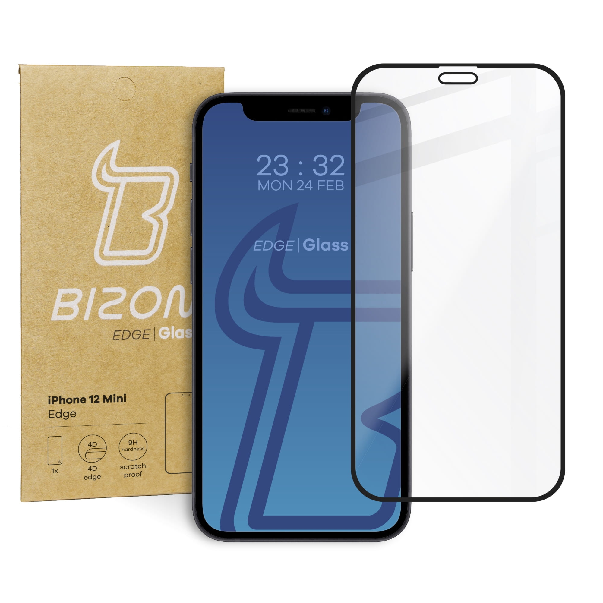 Szkło hartowane Bizon Glass Edge do iPhone 12 Mini, czarne