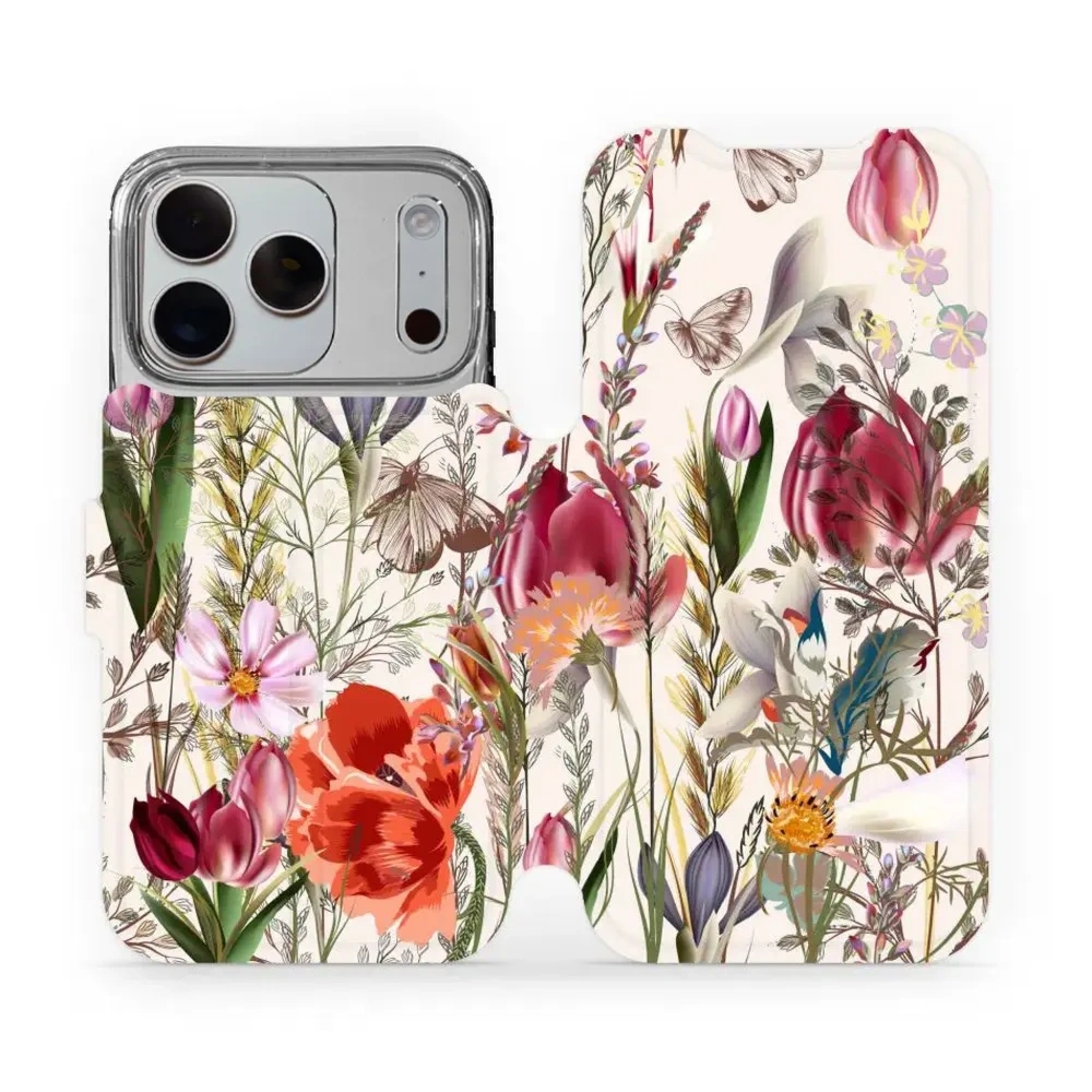 Etui z klapką do iPhone 18 Pro, Mobiwear Book, bukiet kwiatów