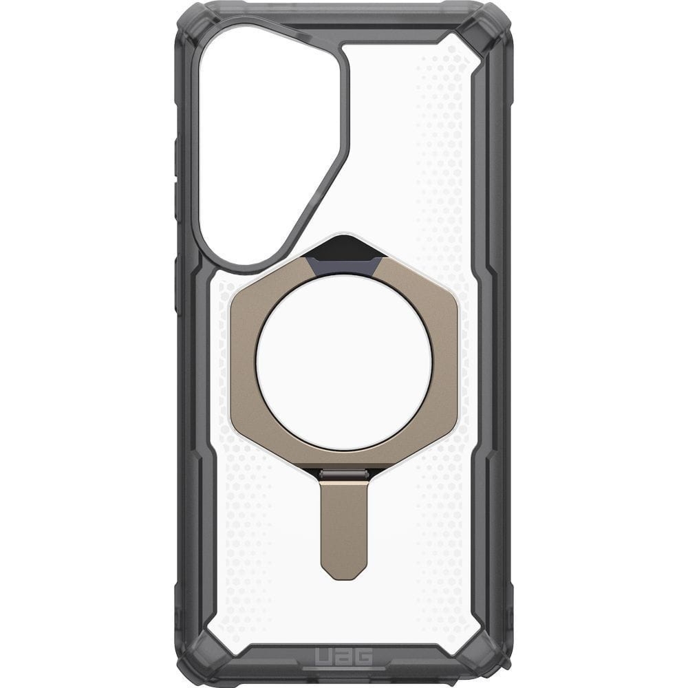 Etui pancerne Urban Armor Gear Plasma XTE Mag do MagSafe do Galaxy S26 Ultra, przezroczysto-szare z tytanowym elementem