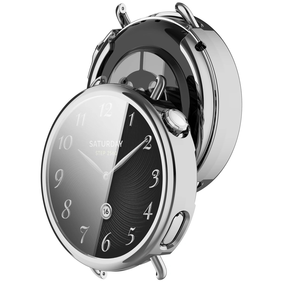 Etui z osłoną ekranu Bizon Case Watch Felipe do Xiaomi Watch S4 41 mm, srebrne