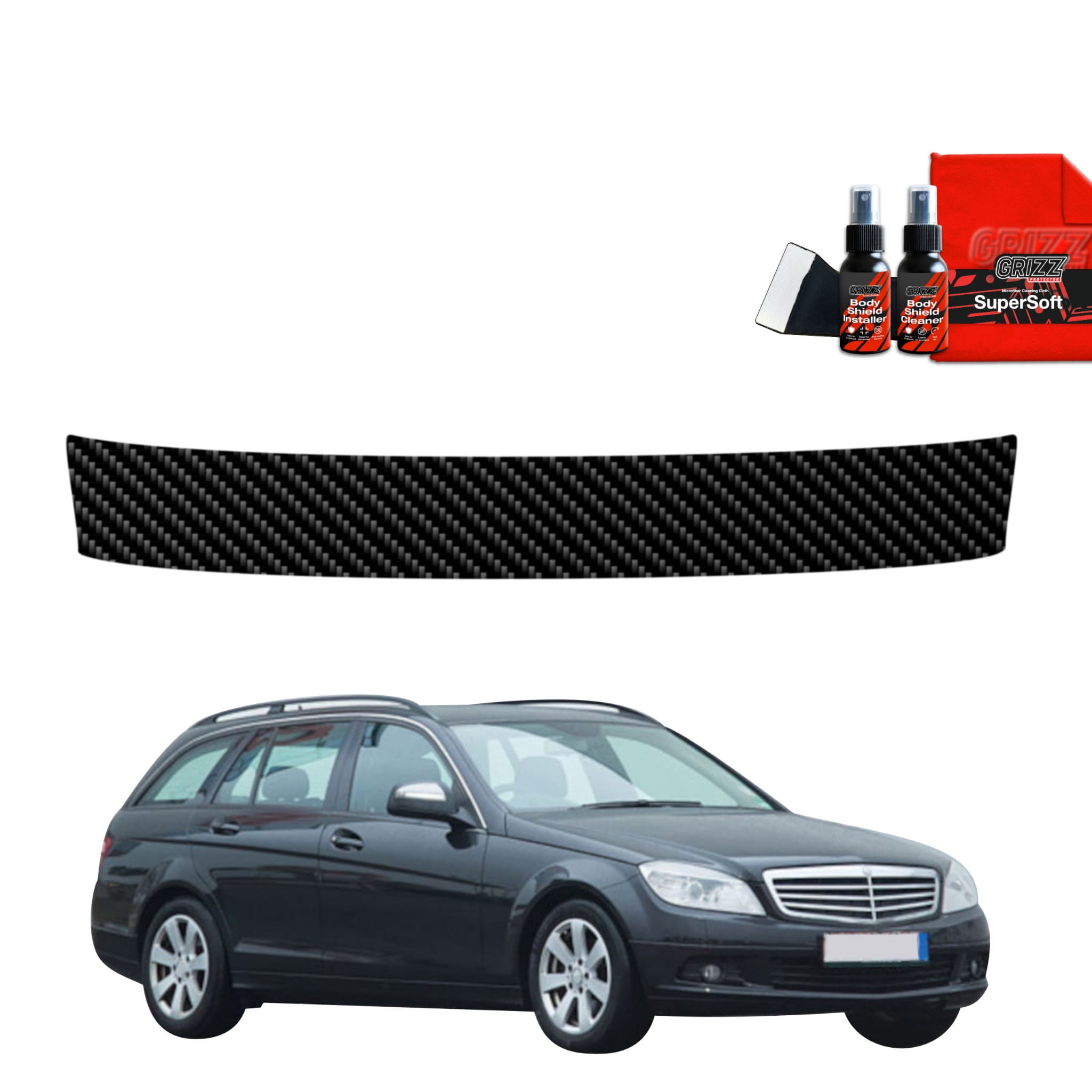 Folia karbonowa Grizz Protector na próg bagażnika do Mercedes Benz C Klasa S204 Kombi (2007-2011)