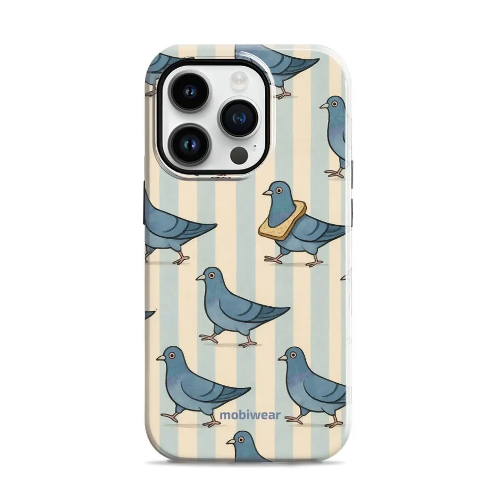 Etui ochronne do iPhone 14 Pro, Mobiwear Elite Pro, błękitne gołębie