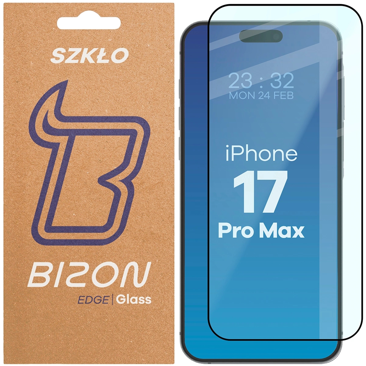 Szkło hartowane Bizon Glass Edge do iPhone 17 Pro Max, czarna ramka