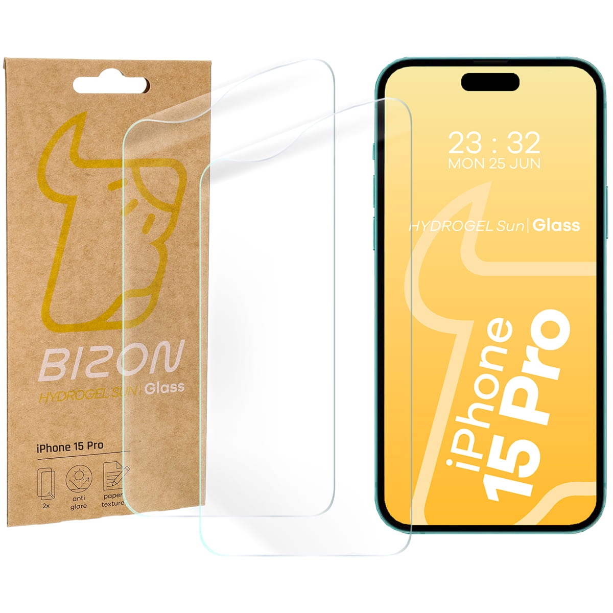 Folia matowa Bizon Film Sun Duo do iPhone 15 Pro, 2 sztuki