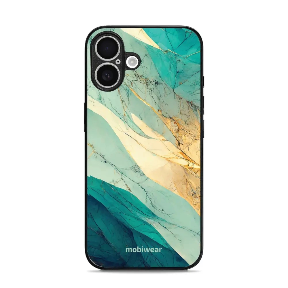 Etui ochronne do iPhone 16, Mobiwear Glossy Case, turkusowy marmur