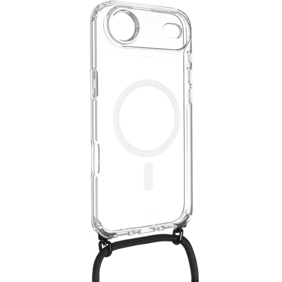 Etui FIXED MagPure Neck do MagSafe do iPhone Air, przezroczyste z czarną smyczką