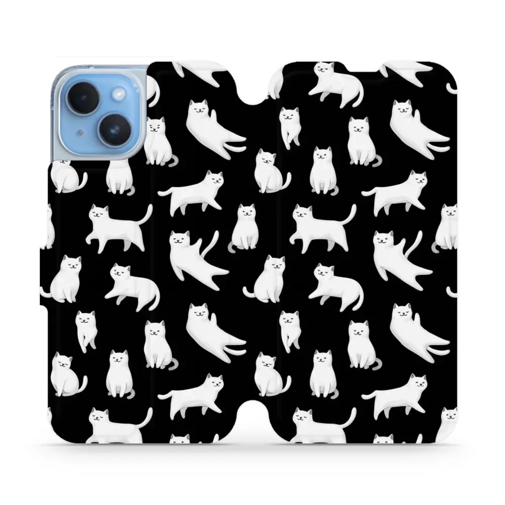 Etui z klapką do iPhone 14, Mobiwear Book, kotki luna