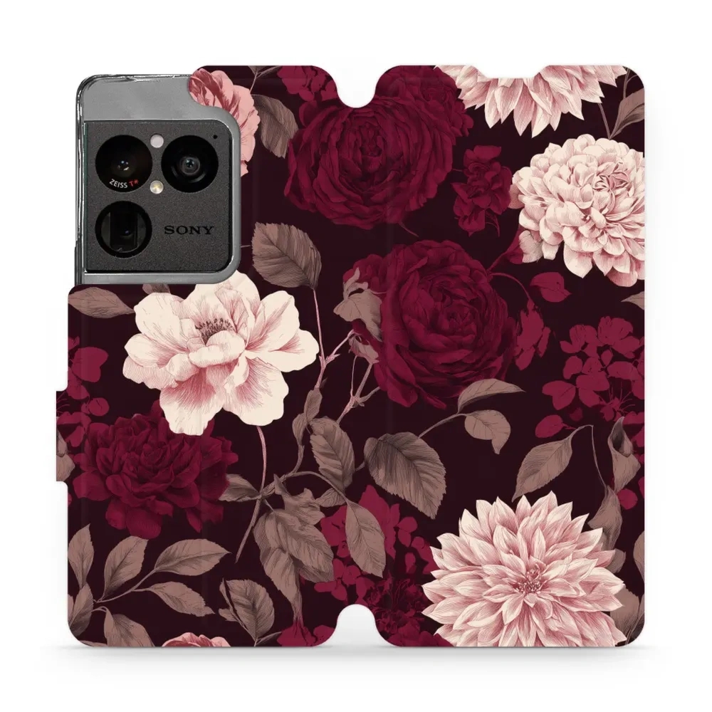 Etui z klapką do Sony Xperia 1 VIII, Mobiwear Book, wino i dalie