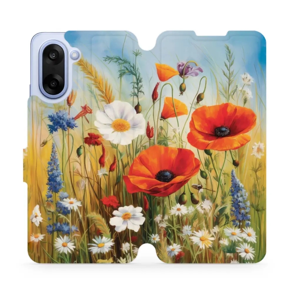 Etui z klapką do OnePlus Nord CE5 5G, Mobiwear Book, łąkowe kwiaty