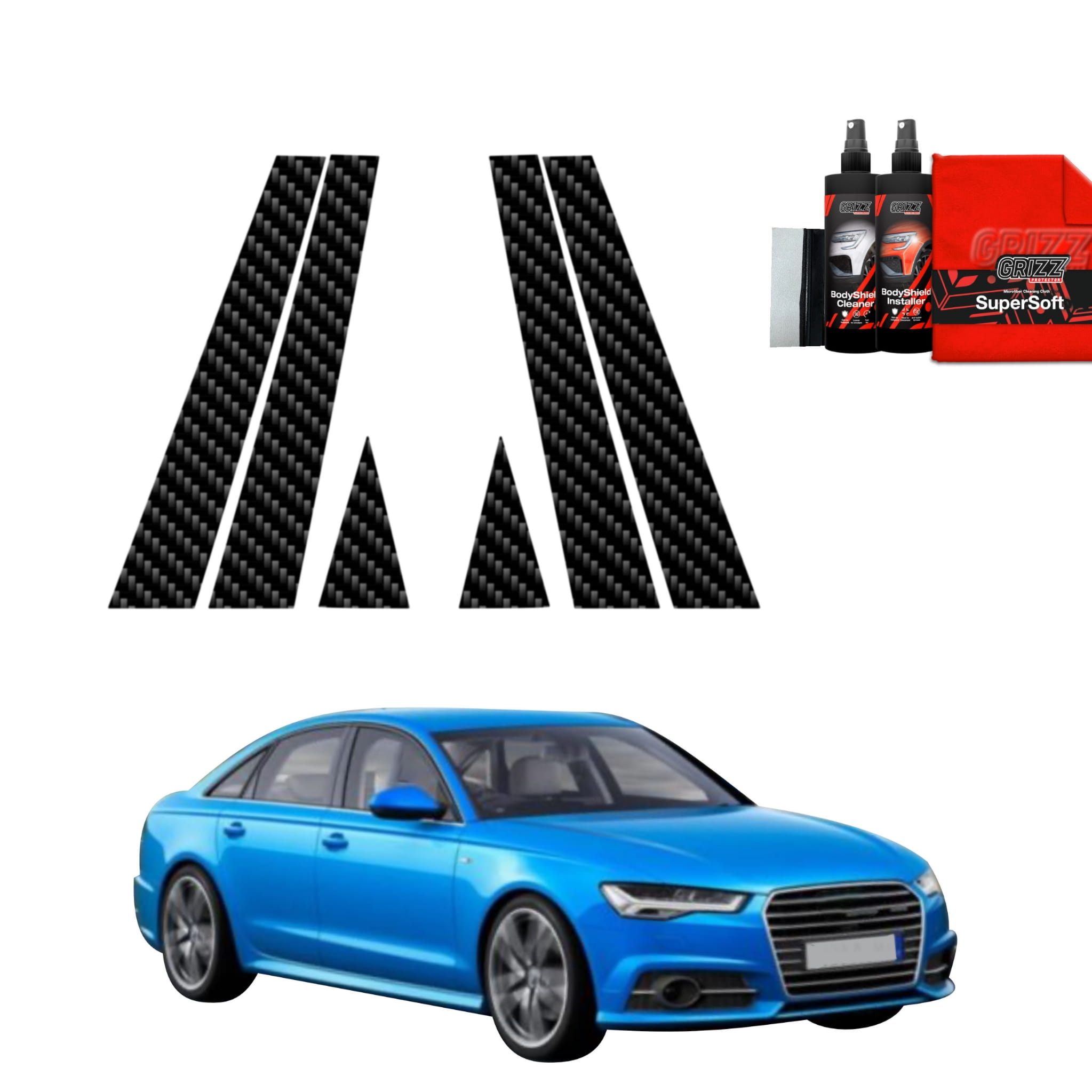 6w1 Folia karbonowa Grizz Protector na słupki do Audi A6 C7 Sedan Facelifting (2014-2018)