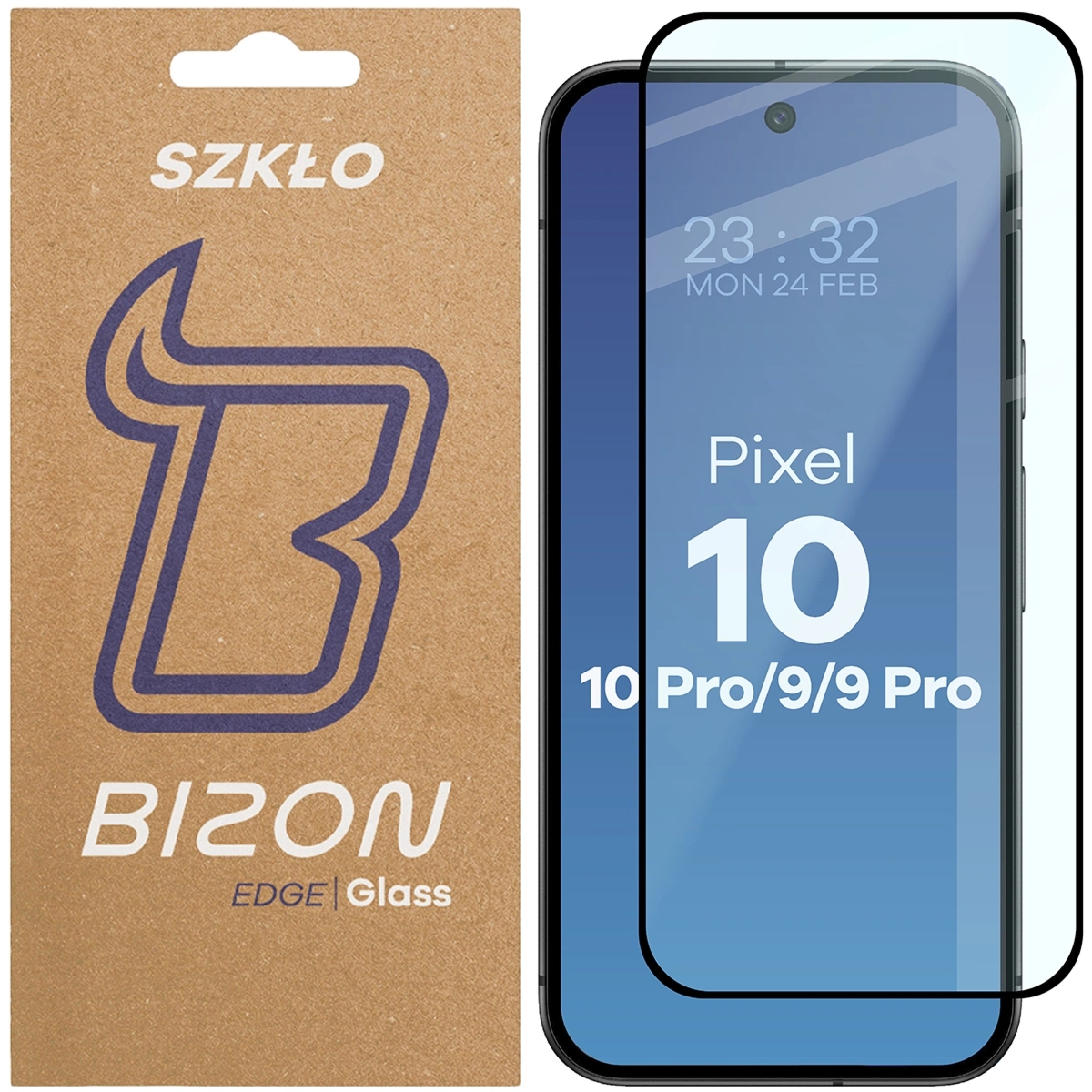Szkło hartowane Bizon Glass Edge do Google Pixel 11 / 11 Pro / 10 / 10 Pro / 9 / 9 Pro, czarna ramka