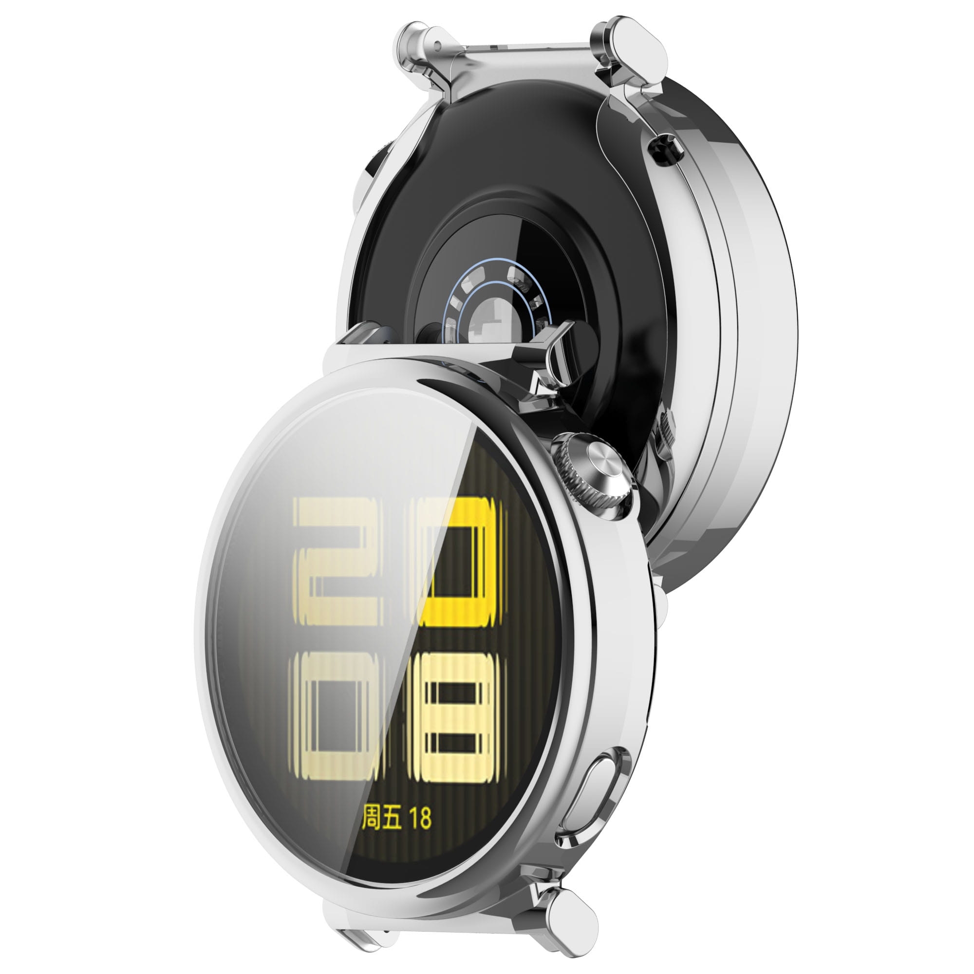 Image of Etui z osłoną ekranu Bizon Case Watch Felipe do Huawei Watch GT 5 Pro 42 mm, srebrne