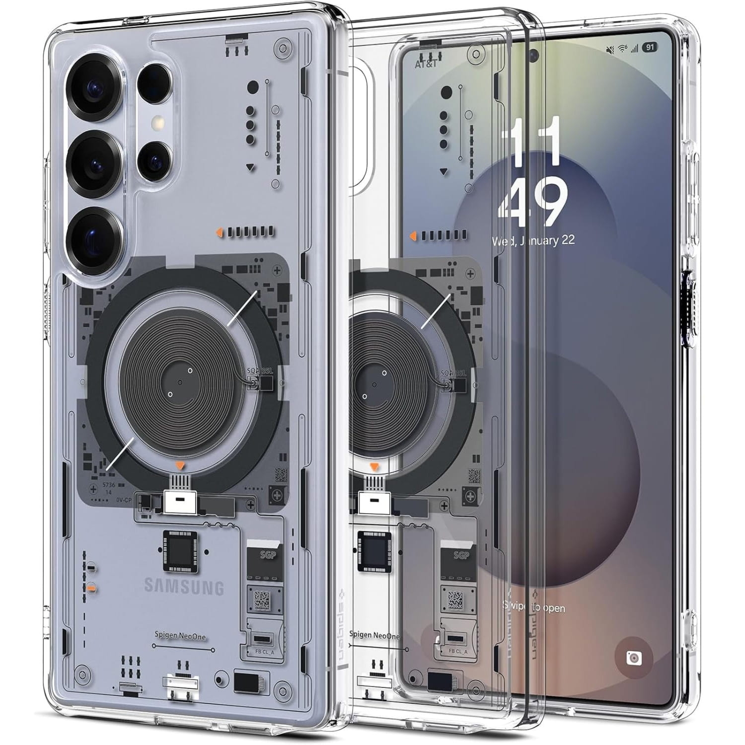 OUTLET: Etui Spigen Ultra Hybrid Mag do MagSafe do Galaxy S25 Ultra, przezroczysto-wzorzyste (Neo One)