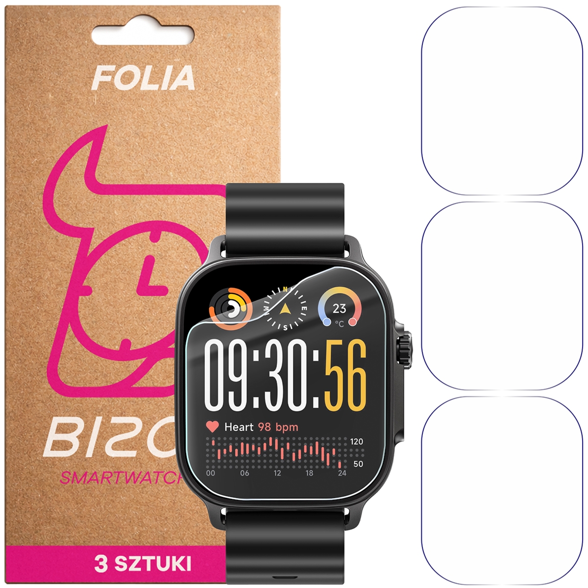 Folia ochronna na ekran zegarka Bizon Watch Film HydroFlex do Realme Watch 5, 3 sztuki