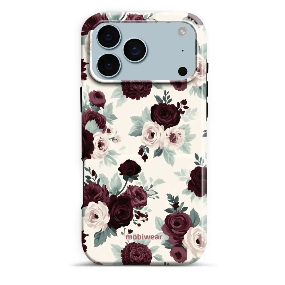 Etui ochronne do iPhone 17 Pro Max, Mobiwear Elite Pro MagSafe, róże z szałwią na kremie