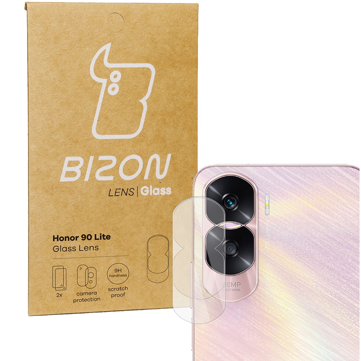 Image of Szkło na aparat Bizon Glass Silk Lens do Honor 90 Lite, 2 sztuki