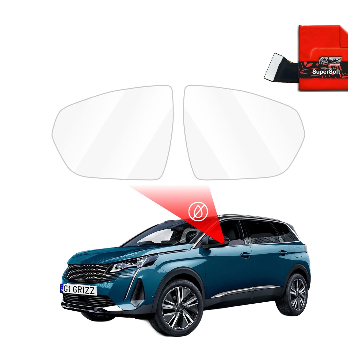 Folia przeciwdeszczowa Grizz Protector na lusterka do Peugeot 5008 2 (2017-2024)