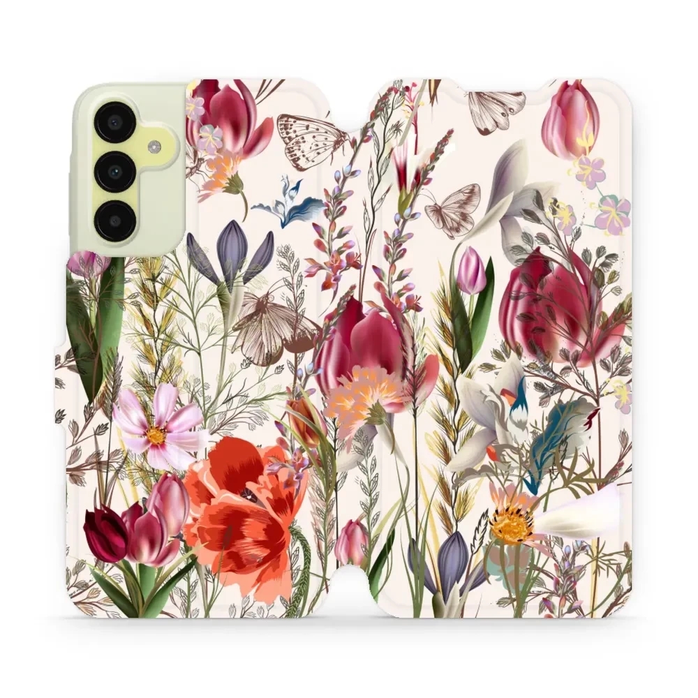 Etui z klapką do Galaxy M15 5G, Mobiwear Book, bukiet kwiatów