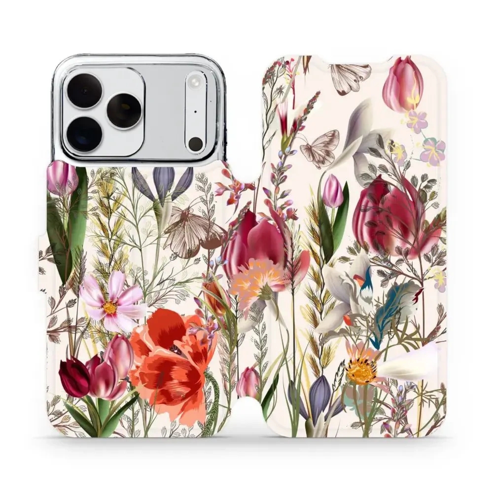 Etui z klapką do iPhone 18 Pro Max, Mobiwear Book, bukiet kwiatów
