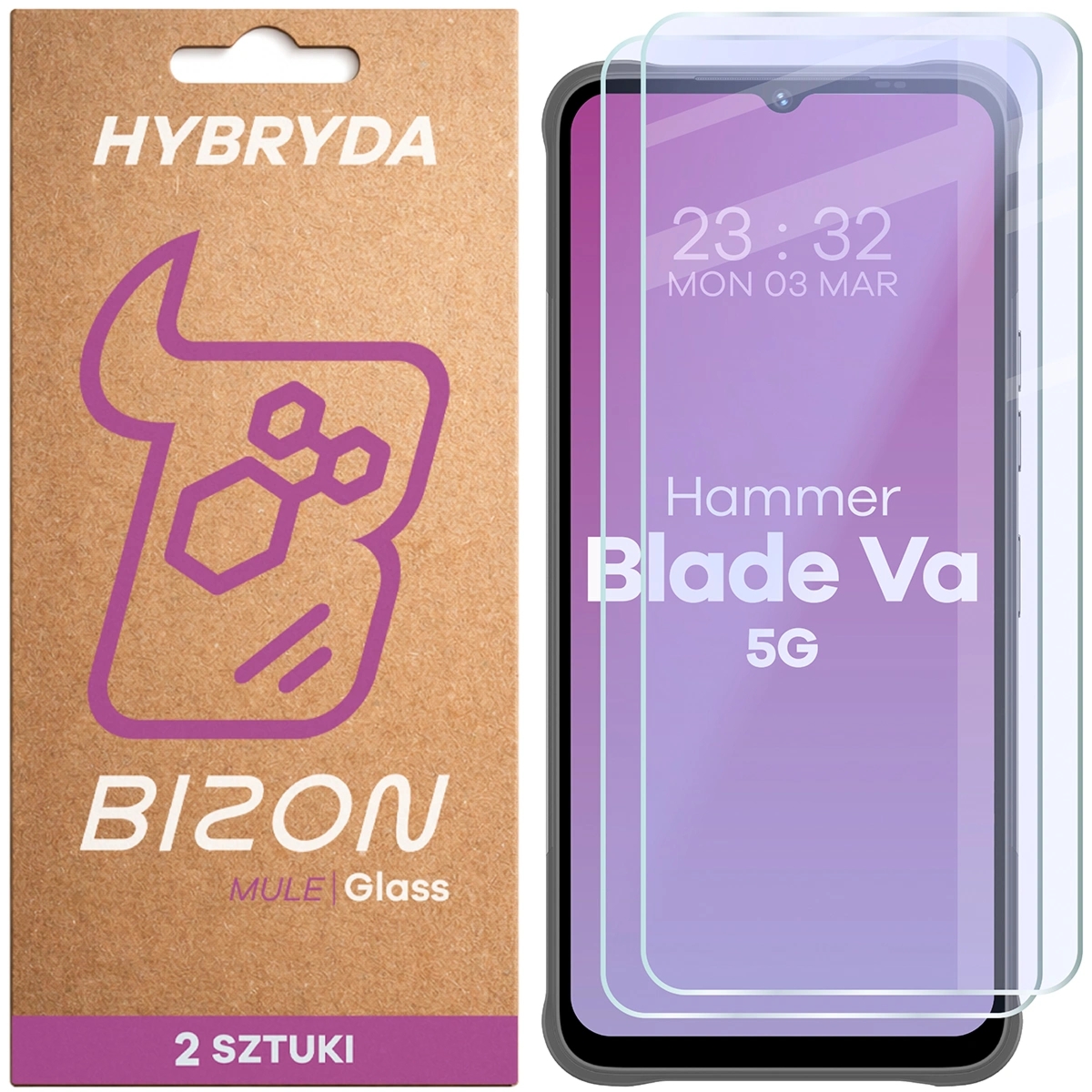Elastyczne szkło hybrydowe Bizon Hybrid Mule Duo do HAMMER Blade Va 5G, 2 sztuki