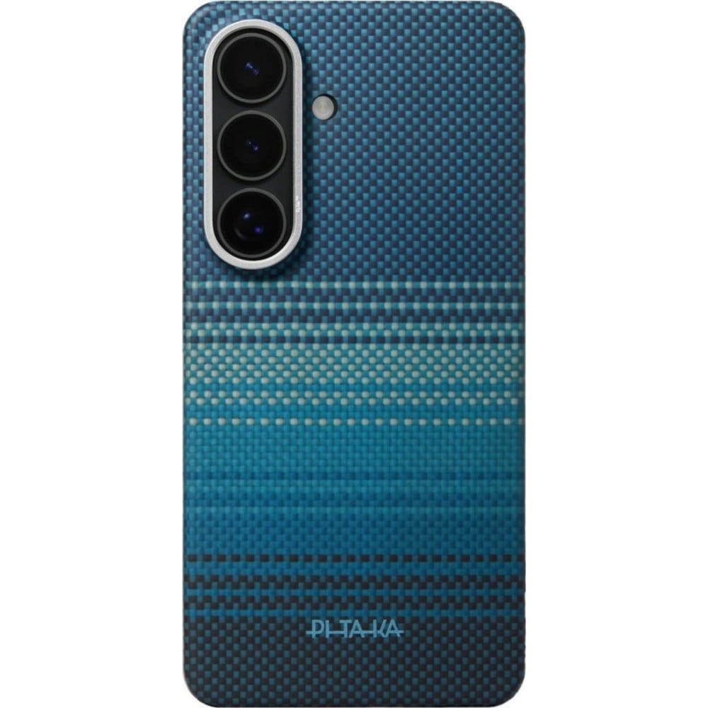 Etui aramidowe z programowalnymi przyciskami Pitaka Edge Case do Galaxy S26 Plus, do MagSafe, Aaron Button, niebieskie